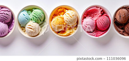 Assorted Ice Cream Bowls Color Array 111036096