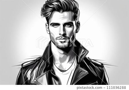 Stylish handsome man in fashion clothes. Fashion man. Hand drawn male model. Sketch Stylish handsome man in fashion clothes. Fashion man. Hand drawn male model. Sketch 111036288
