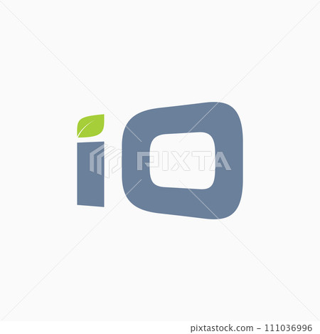 Logo design graphic concept creative premium vector stock initial letter IO font 3D zoom with green fresh leaf Related to monogram typography branding 111036996