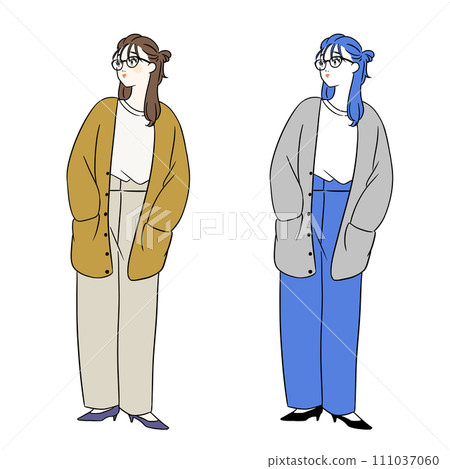 開襟衫眼鏡時尚女人 111037060