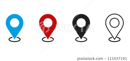 Set of map pin location icons. Modern map markers .Vector illustration on a white background. Set of map pin location icons. Modern map markers .Vector illustration on a white background. 111037191