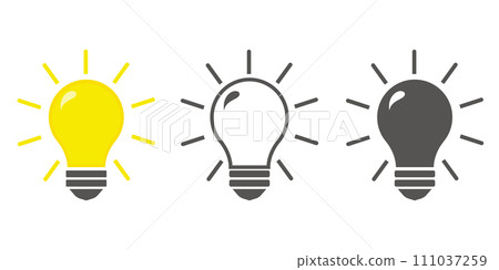 Lamp line icon set. Idea lamp icon collection. Flat style - stock vector. 111037259