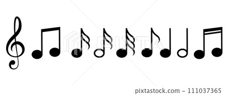 Music notes icon set, Music notes symbol, vector illustration Music notes icon set, Music notes symbol, vector illustration 111037365