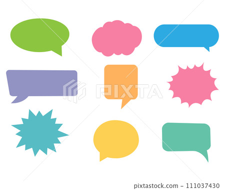 Retro empty comic speech bubbles set with black halftone shadows. Vintage design, pop art style - stock vector. Retro empty comic speech bubbles set with black halftone shadows. Vintage design, pop art style - stock vector. 111037430
