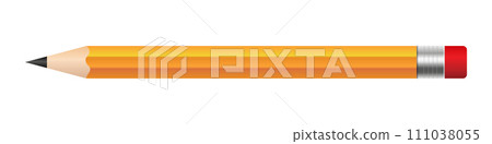 realistic orange sharp lead pencil with eraser on rear end vector illustration 111038055