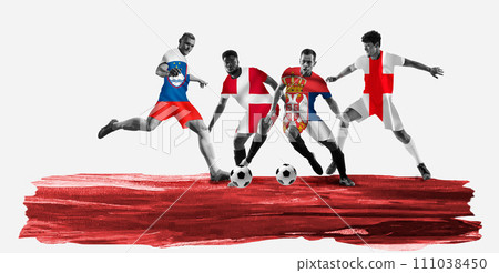 In motion. Soccer player representing team of Slovenia, Denmark, England and Serbia 111038450