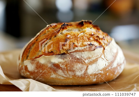 AI-generated content. Freshly baked rustic bread 111039747