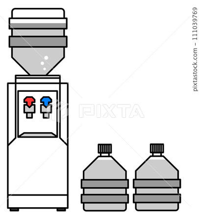 方便的飲水機插圖，您可以在其中喝到美味的水和熱水 111039769
