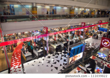 Dubai International Airport shopping mall blurred image Dubai International Airport shopping mall blurred image 111039822