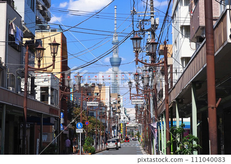 Skytree seen from Sumiyoshi Ginza shopping street 111040083