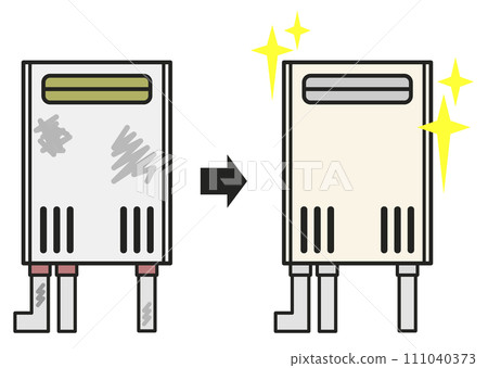 更換使用瓦斯為洗澡等提供熱水的熱水器的圖示。 更換使用瓦斯為洗澡等提供熱水的熱水器的圖示。 111040373