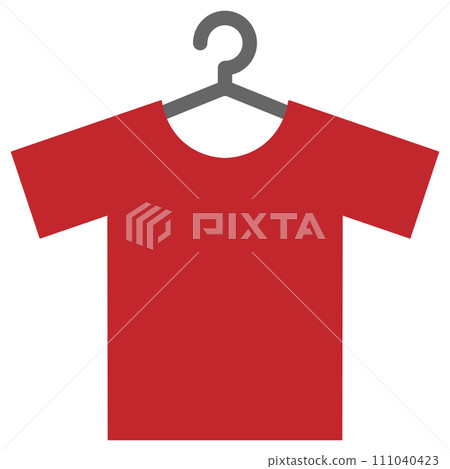 Red T-shirt hanging on a hanger 111040423