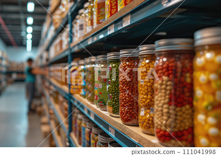 In a humble community food pantry, shelves lined with a variety of canned foods stand as a testament to generosity. Genearative AI In a humble community food pantry, shelves lined with a variety of canned foods stand as a testament to generosity. Genearative AI 111041998