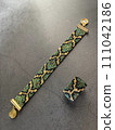 Set of braslet and ring from glass beads. Handmade jewellery 111042186
