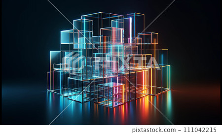 Neon glass cube art [AI] 111042215