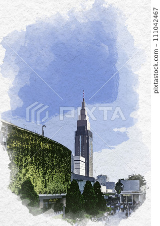 水彩風格 新宿站南口 Busta 新宿 NTT Docomo Tower 東京都新宿區 水彩風格 新宿站南口 Busta 新宿 NTT Docomo Tower 東京都新宿區 111042467