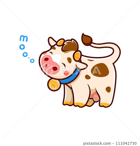 Cartoon cute cow character, isolated vector adorable farm animal, kawaii calf parsonage with a heartwarming smile and pink cheeks, joyfully utters a sweet moo that melts hearts with pure cuteness Cartoon cute cow character, isolated vector adorable farm animal, kawaii calf parsonage with a heartwarming smile and pink cheeks, joyfully utters a sweet moo that melts hearts with pure cuteness 111042730