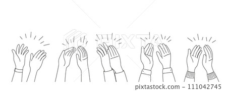 Doodle applause hands silhouettes of people clapping or applauding, vector happy audience. Concert, congratulation, support and bravo greeting applause, doodle or line art hands or applauding people Doodle applause hands silhouettes of people clapping or applauding, vector happy audience. Concert, congratulation, support and bravo greeting applause, doodle or line art hands or applauding people 111042745