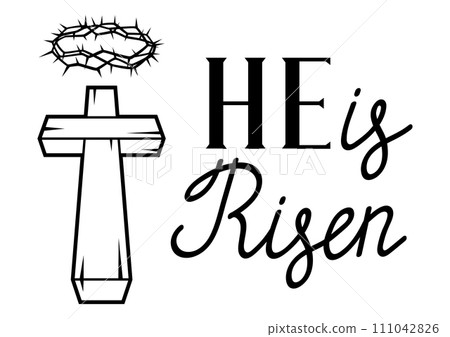 Happy Easter greeting card. Background with religious symbol. 111042826