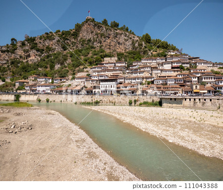 Berat Albania historical centre from the River Osum Berat Albania historical centre from the River Osum 111043388