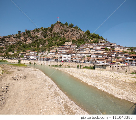 Berat Albania historical centre from the River Osum Berat Albania historical centre from the River Osum 111043393