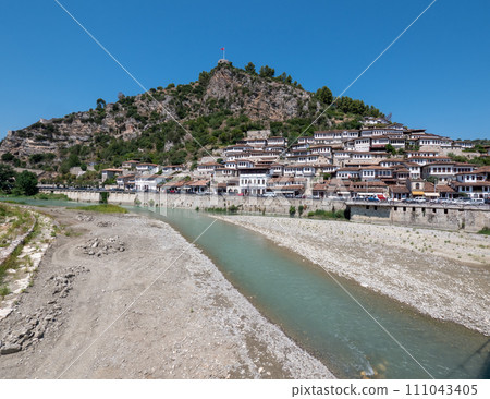 Berat Albania historical centre from the River Osum Berat Albania historical centre from the River Osum 111043405