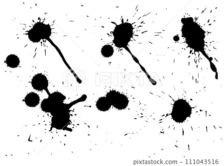 Set of black paint splashes. Abstract vector illustration. Splashes of black ink. Grunge splashes 111043516