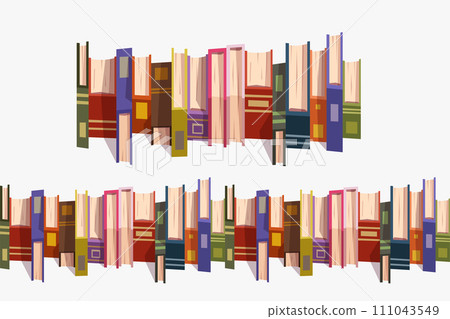 various colorful books seamless pattern top view 111043549