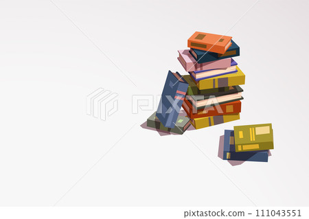 a various colorful books in a pile 111043551