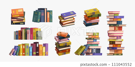 big set of colorful books on white 111043552