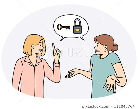 Woman help colleague with problem solution 111043764