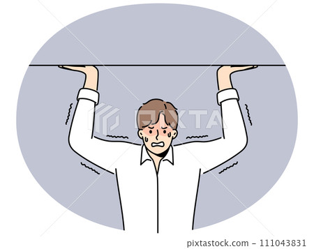 Stressed holding heavy burden 111043831