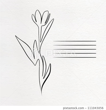 One continuous drawing line. Printable decorative poster with general tulip flower card design, invitation On watercolor paper 111043856