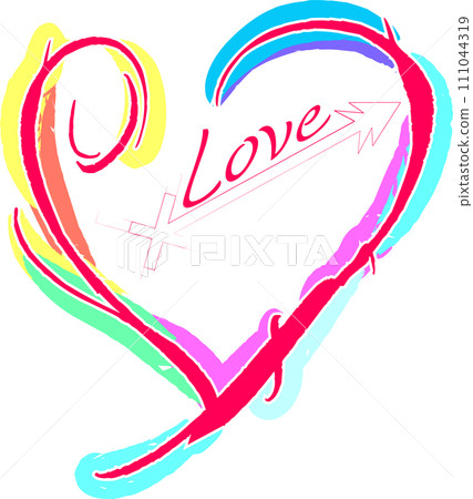 Valentine's Day heart, Valentine's Day. Vivid colors in modern, abstract illustration 111044319