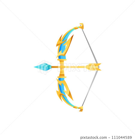 Bow and arrow, element for game design, vector illustration on white Bow and arrow, element for game design, vector illustration on white 111044589