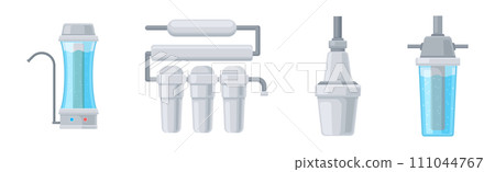 Water Filtration with Home Systems and Facility Vector Set 111044767
