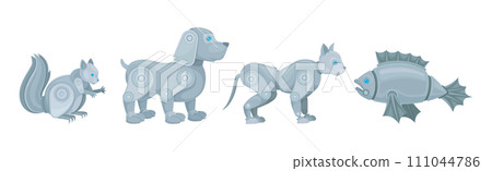 Mechanical Animals and Futuristic Mechanic Pets Vector Set Mechanical Animals and Futuristic Mechanic Pets Vector Set 111044786