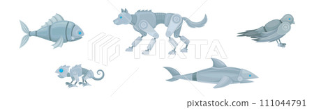 Mechanical Animals and Futuristic Mechanic Pets Vector Set Mechanical Animals and Futuristic Mechanic Pets Vector Set 111044791