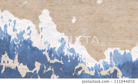 closeup image of blue and white craft paper texture with stains, 16:9 widescreen background / wallpaper 111044858