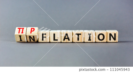 Inflation or tipflation symbol. Concept words Inflation Tipflation on beautiful wooden blocks. Beautiful grey table grey background. Business inflation Tipflation concept. Copy space Inflation or tipflation symbol. Concept words Inflation Tipflation on beautiful wooden blocks. Beautiful grey table grey background. Business inflation Tipflation concept. Copy space 111045943