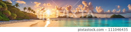 Serene beachscape at sunset Serene beachscape at sunset 111046435