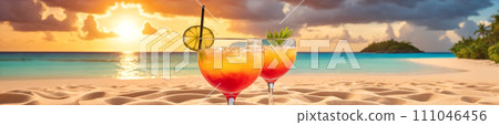 Sunset beach cocktails: a tropical evening Sunset beach cocktails: a tropical evening 111046456