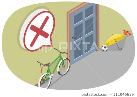 3D Isometric Flat Conceptual Illustration of Personal Items In Corridor 3D Isometric Flat Conceptual Illustration of Personal Items In Corridor 111046659