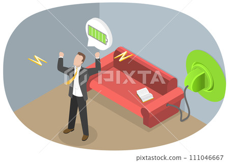 3D Isometric Flat  Conceptual Illustration of Getting Restful Sleep 111046667