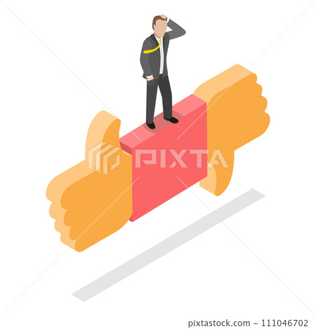 3D Isometric Flat  Conceptual Illustration of Disadvantage vs Advantage 111046702