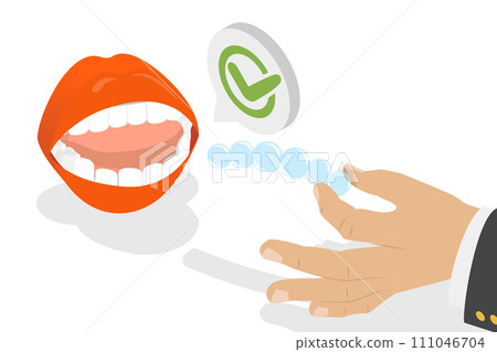 3D Isometric Flat  Conceptual Illustration of Invisible Dental Braces 111046704