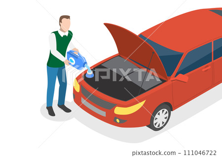 3D Isometric Flat  Conceptual Illustration of Windscreen Washer Liquid 111046722
