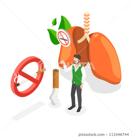 3D Isometric Flat  Conceptual Illustration of Stop Smoking 111046744