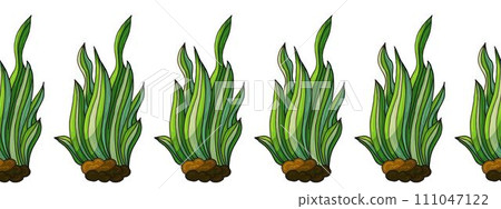 Marine seamless border. Children's fairy-tale drawing 111047122