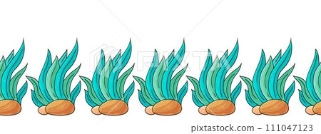 Marine seamless border. Children's fairy-tale drawing Marine seamless border. Children's fairy-tale drawing 111047123